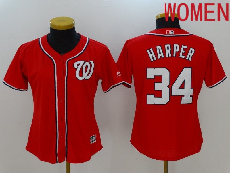 Women Washington Nationals #34 Harper Red 2022 MLB Jersey